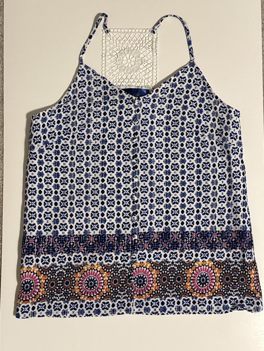 Blue Rain Tank with Crochet Accent